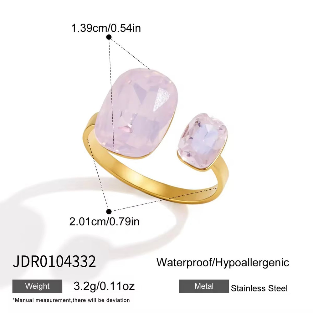 Pink Glow Ring – adjustable gold ring