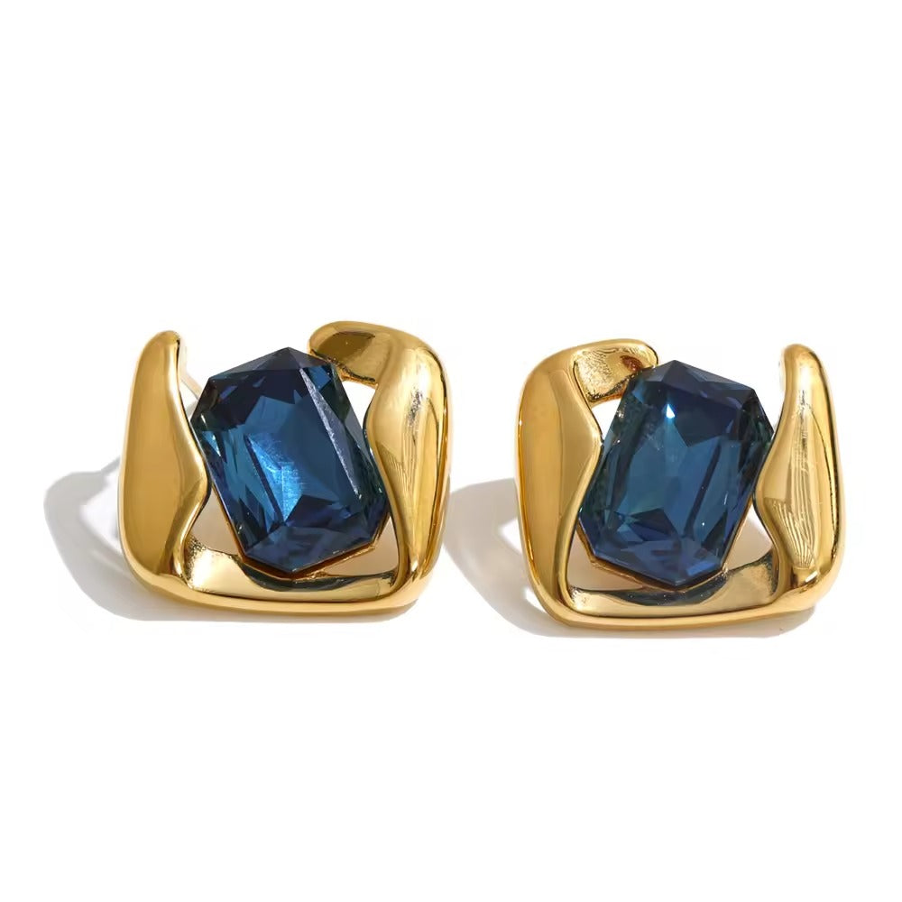 Crystal Frame Stud Earrings – gold stud earrings