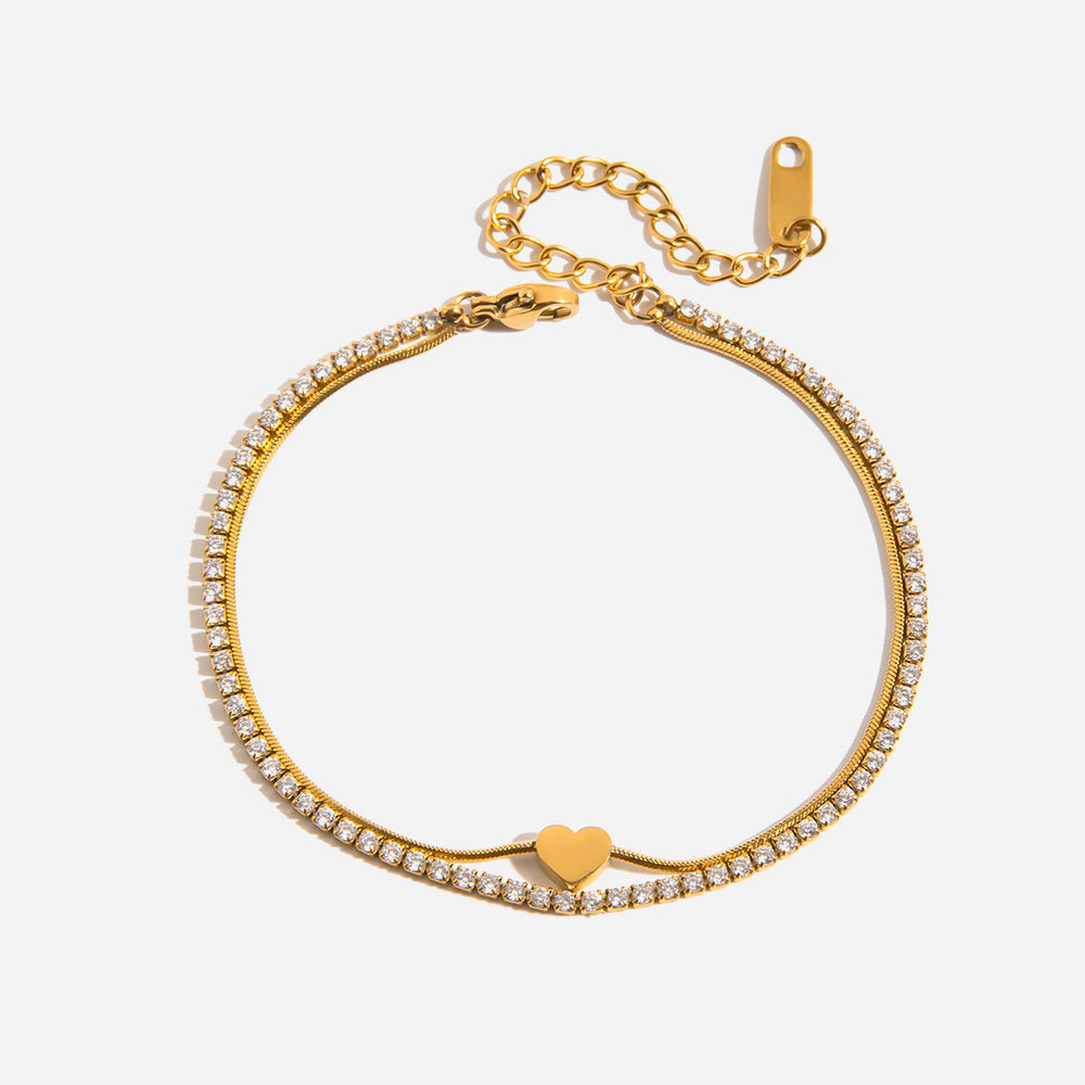 Heart String Bracelet – adjustable gold bracelet