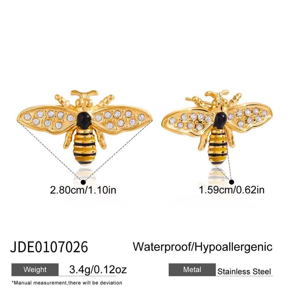 Queen Bee Earrings – gold earrings with enamel detail