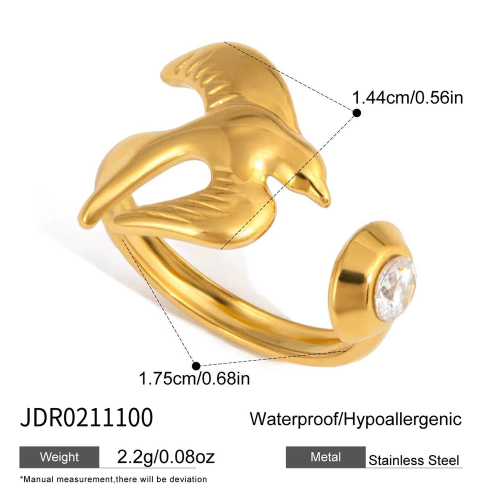 Winged Spark Ring – adjustable gold ring